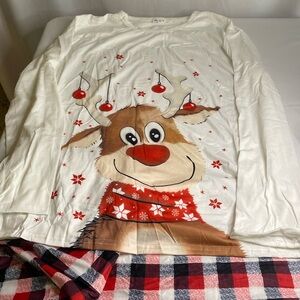 BNIP Men’s Christmas Pajamas Sizing in Description Rudolph Long Sleeve Red White